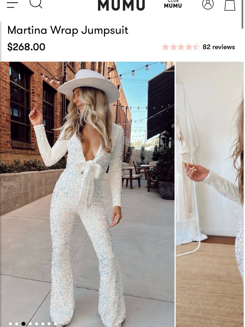 Show Me Your MuMu White Sequin Martina Wrap Jumpsuit